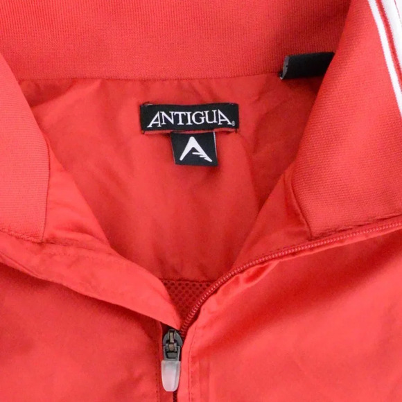 Antigua Red  Quarter Zip w Removable Sleeves Golf Windbreaker Size Medium - Picture 11 of 11